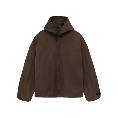 Fear of God Essentials Textured Nylon Hooded Coaches Jacket Brown