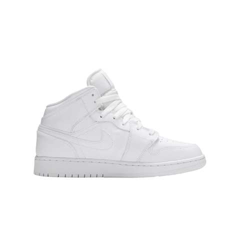 Jordan 1 Mid Triple White Tumbled Leather (GS)