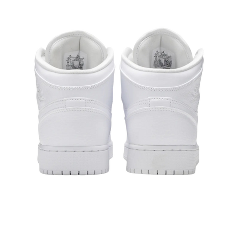 Jordan 1 Mid Triple White Tumbled Leather (GS)