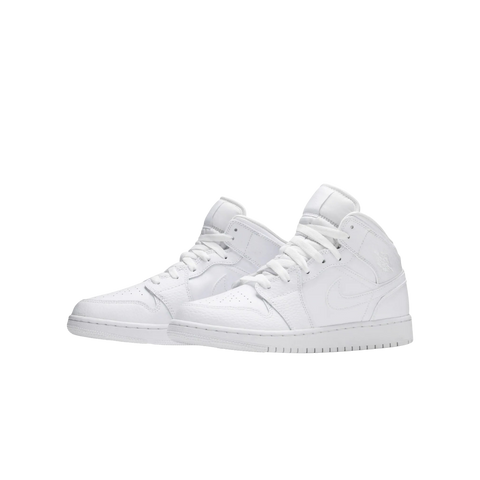 Jordan 1 Mid Triple White Tumbled Leather (GS)