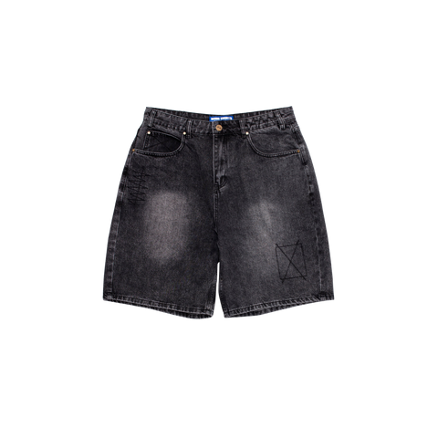 Butter Goods Stitch Denim Shorts Distressed Grey