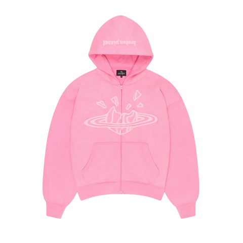 Broken Planet Zip-Up Planet Hoodie Candy Pink