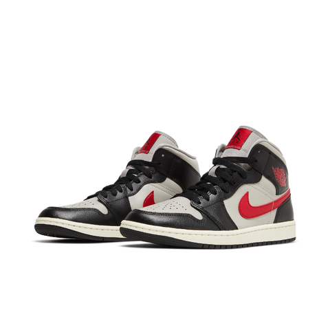Jordan 1 Mid Black College Grey Gym Red (Women's)