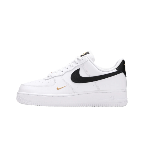 Nike Air Force 1 Low '07 Essential White Black Gold Mini Swoosh (Women's)