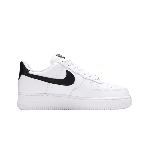 Nike Air Force 1 Low '07 Essential White Black Gold Mini Swoosh (Women's)