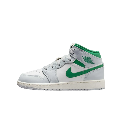 Jordan 1 Mid White Pure Platinum Pine Green (GS)