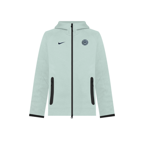 Inter Milan Tech Windrunner Nike Football Fleece Full-Zip Hoodie Grey Haze/Blue Void