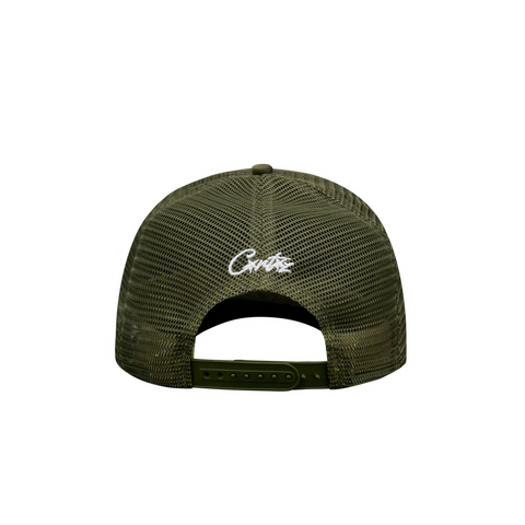 Corteiz Island Puff Print Trucker Hat Olive