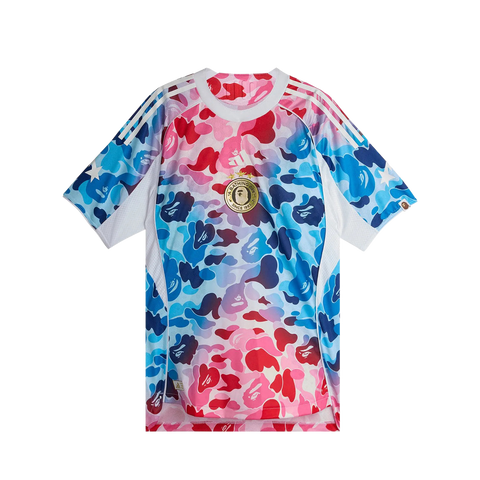 adidas x BAPE Football Graphic Slim Jersey T-shirt Blue/Pink
