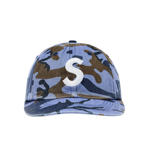 Supreme Pigment Coated S Logo 6 Panel Blue Camo