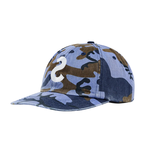 Supreme Pigment Coated S Logo 6 Panel Blue Camo