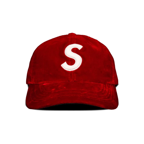 Supreme Velvet S Logo 6-Panel Red