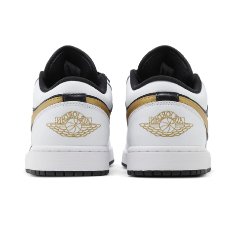 Jordan 1 Low White Black Metallic Gold Swoosh