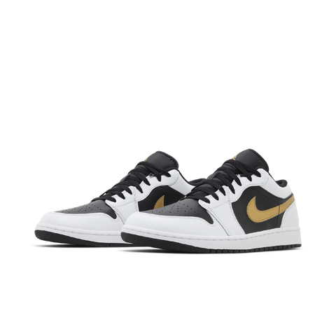 Jordan 1 Low White Black Metallic Gold Swoosh