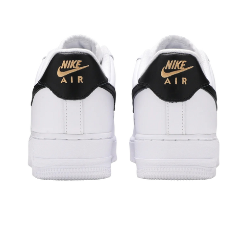 Nike Air Force 1 Low '07 Essential White Black Gold Mini Swoosh (Women's)