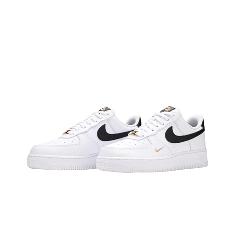 Nike Air Force Low '07 Essential White Black Gold Mini Swoosh (Women
