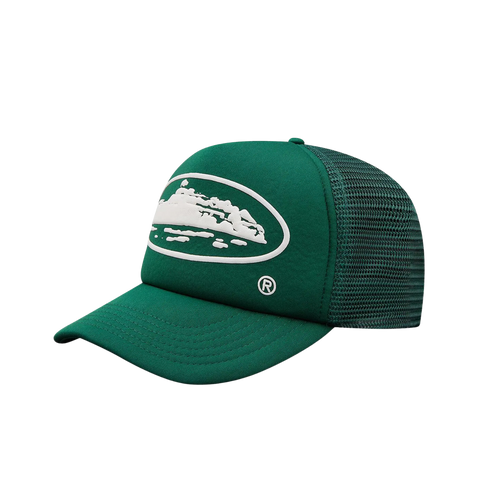 Corteiz Alcatraz Puff Print Trucker Hat Green