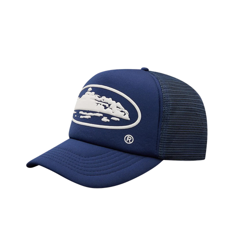 Corteiz Alcatraz Puff Print Trucker Hat Navy